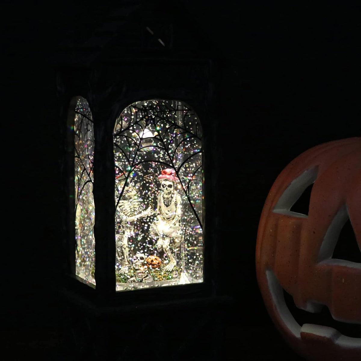 Eldnacele Halloween Ghost Projection Snow Globe Lantern with 6-Hour Timer, Li...