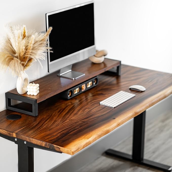 Standing Desk with Monitor Stand – Walnut Solid Wood Desk, Natural Live Edge - Image 8