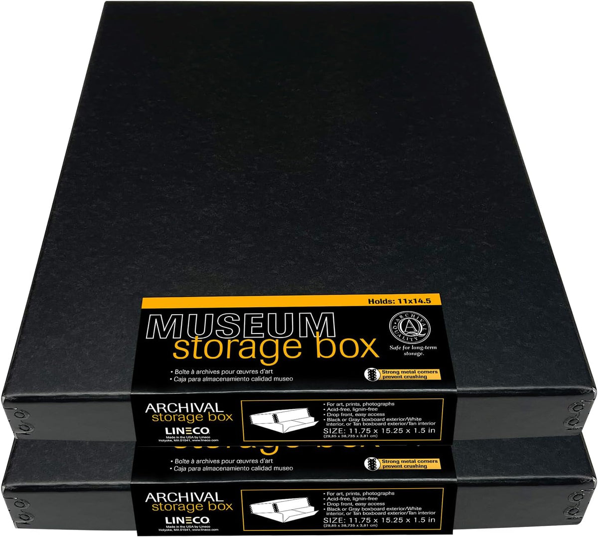 Lineco Museum Archival Storage Box, 11.75x15.25x1.5 in. Drop Front Design.