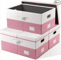 PRANDOM Storage Bins with Lids Linen Fabric Foldable Storage Boxes Organizer by Prandom