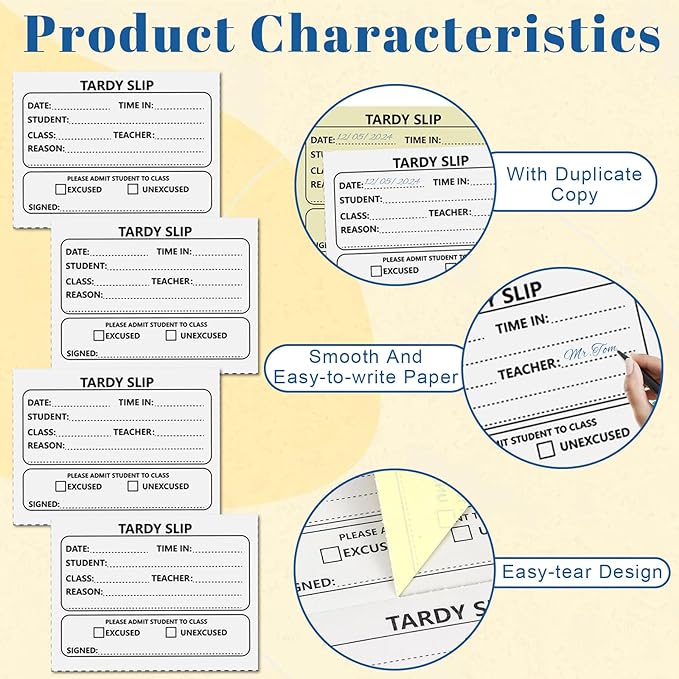400 Pcs Tardy Slip Book with Carbonless Duplicates Easy Removal Fold and Tear - Image 3