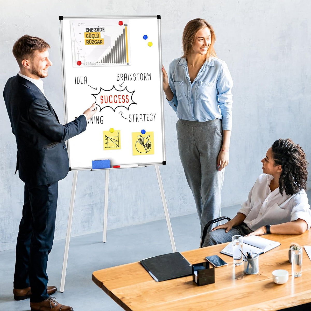 Magnetic Whiteboard Easel Stand, Dry Erase 36 x 24 White Board with Stand
