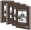 9 x 12 inches Sketch Book, Top Spiral Bound Sketch Pad, 4 Pack 100 Sheets Each