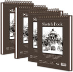 9 x 12 inches Sketch Book, Top Spiral Bound Sketch Pad, 4 Pack 100 Sheets Each