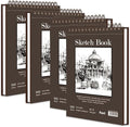 9 x 12 inches Sketch Book, Top Spiral Bound Sketch Pad, 4 Pack 100 Sheets Each by SketchBook