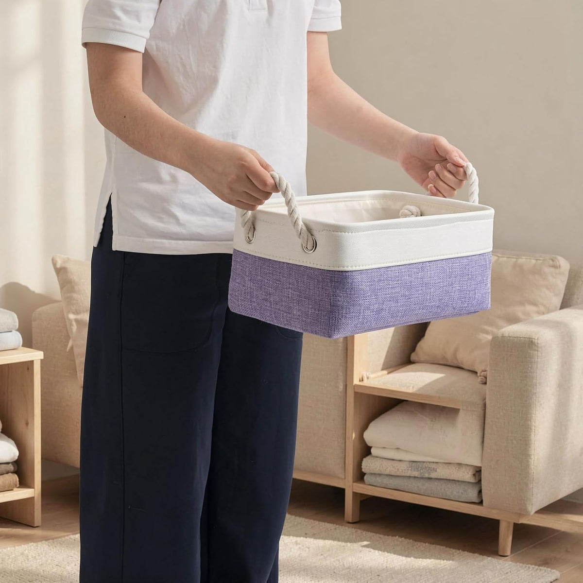 11.8x7.9x5.2 Inch Fabric Small Storage Bins with Handles 6 Pack