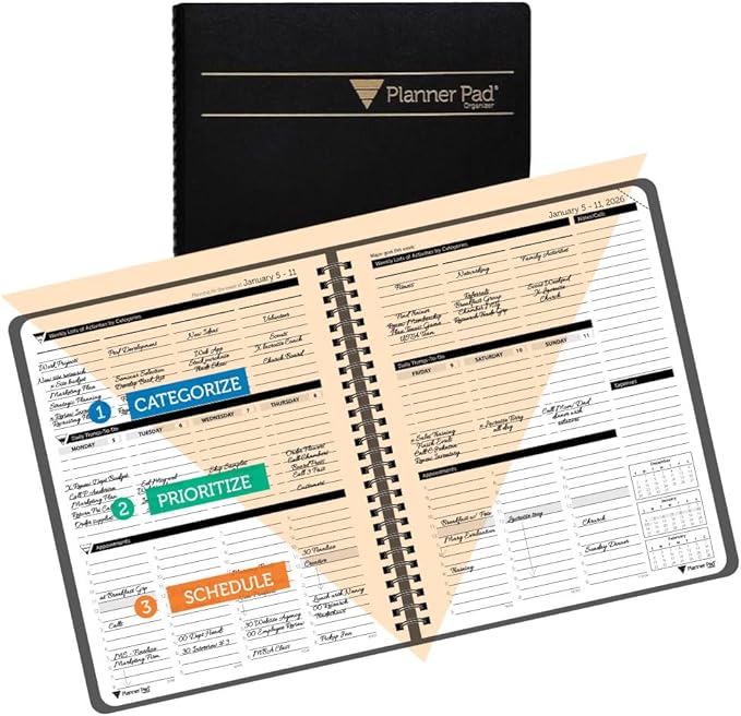 Planner Pad Spiral Bound January-December 2026/ Calendar Year 6 3/4" x 8 1/2" by PlannerPad