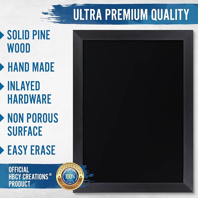 HBCY Creations 18" x 24" Rustic Black Solid Wood Frame Wall Chalkboard - Image 4