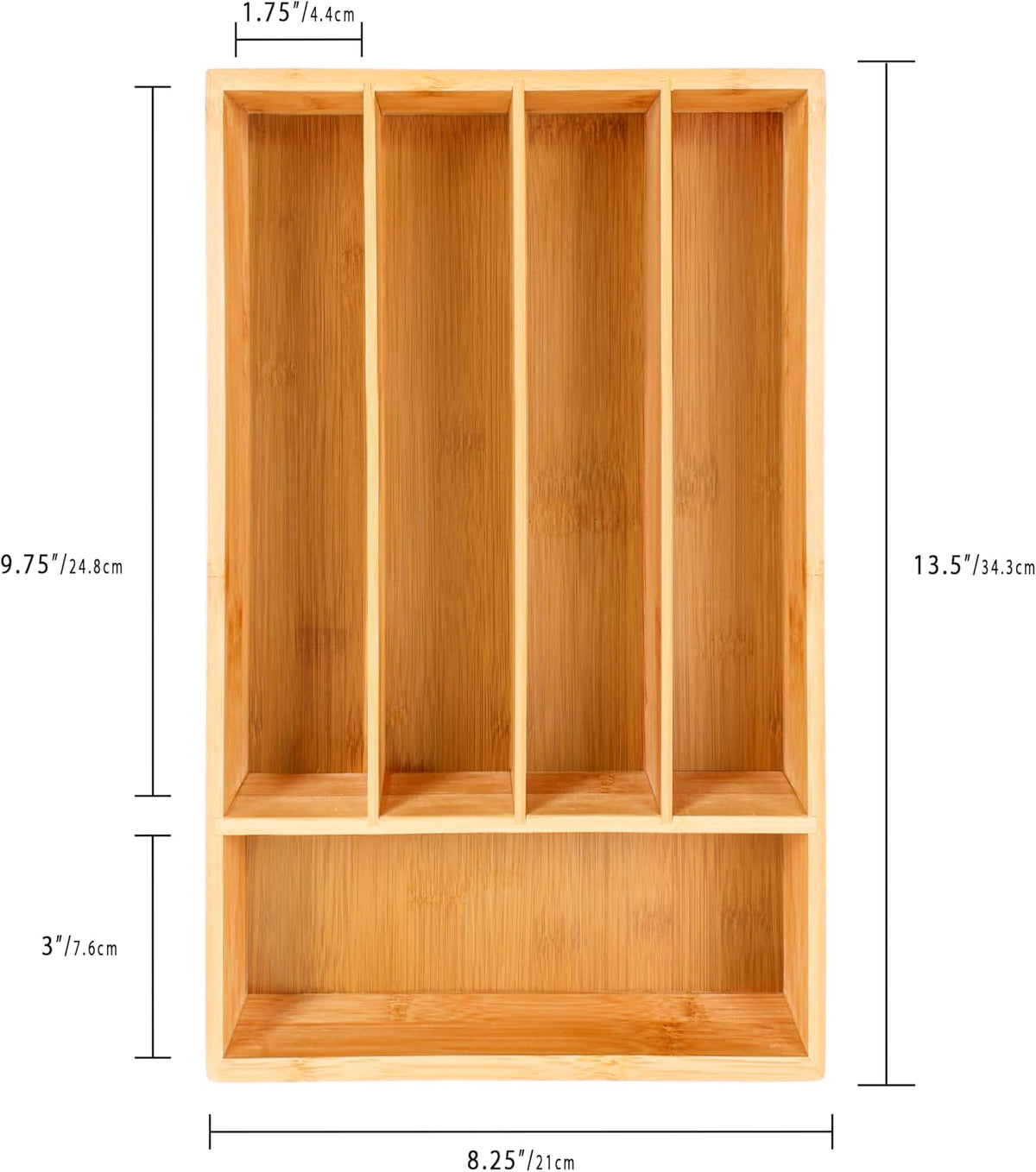 Berghoff Bamboo Kitchen Drawer Organizer, 5 Slot, 13.5"x8.25" Flatw...