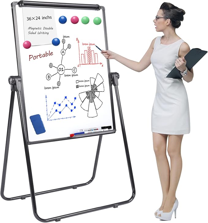 Dry Erase Board with Stand, Double Sided Magnetic Whiteboard, 24 x 36 Portable by SCOOL+KOKSRY