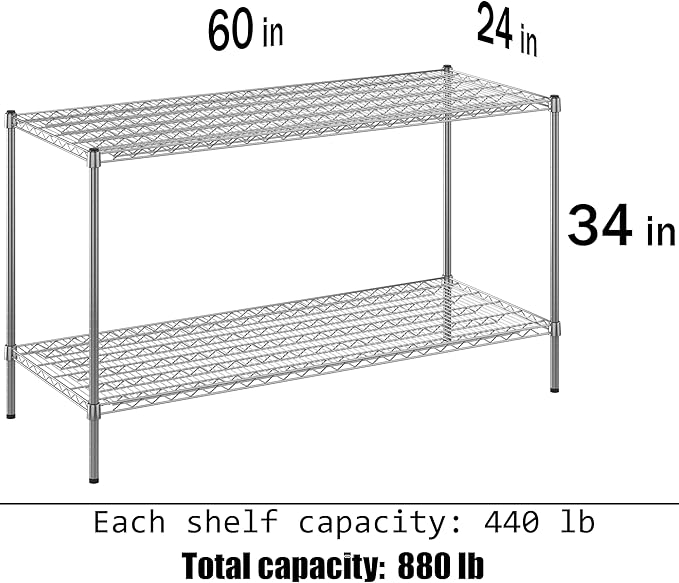 Regal Altair 24" Deep x 60" Wide x 34" Height Wire Shelving Kit | 2-Tier | NSF - Image 3