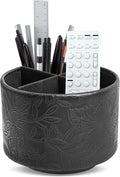 Hennaja Round Leather Art Supply Organizer, Remote Control Holder, 360 Degree by Hennaja