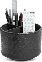 Hennaja Round Leather Art Supply Organizer, Remote Control Holder, 360 Degree by Hennaja