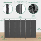 Helios&Hestia 6-Panel 6 ft Tall Indoor Folding Room Divider, Portable Privacy - Image 6