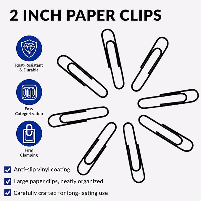 Large Paper Clips, 2 Inch Black Paper Clip - Image 4