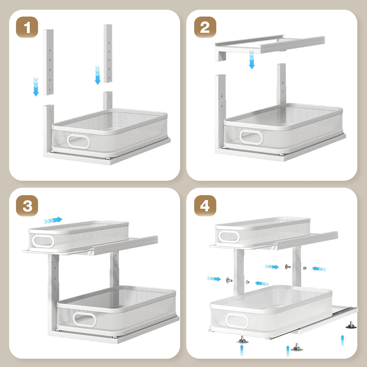 2 Pack 18.5IN-Depth Under Sink Organizer With Next-Gen Ball-Bearing Slides,2-...