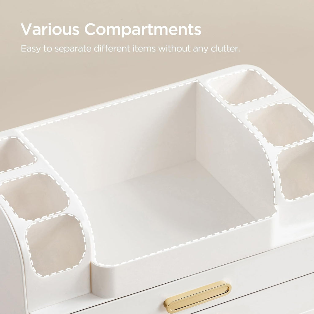 hblife makeup organizer for vanity with brush holder showing dimensions