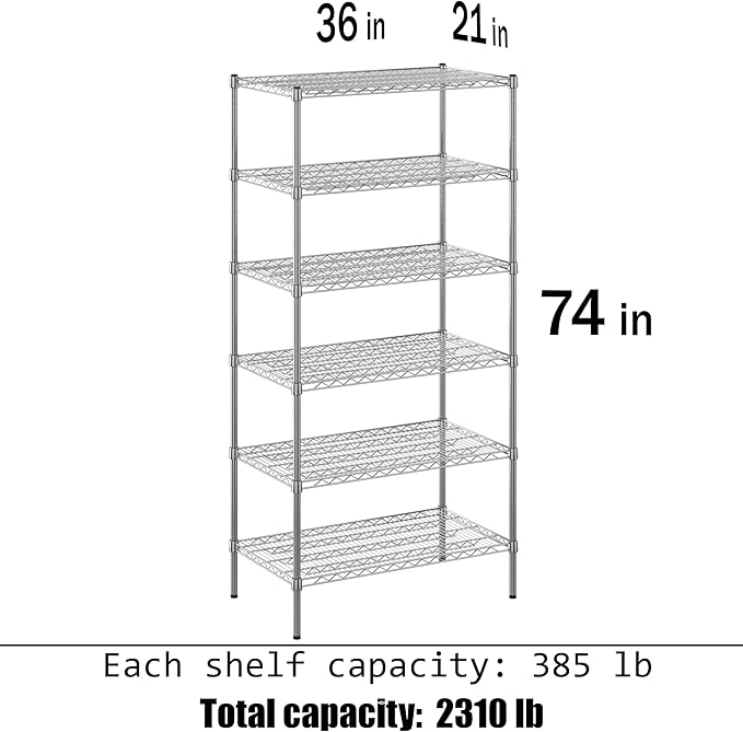 Regal Altair 21" Deep x 36" Wide x 74" Height Wire Shelving Kit | 6-Tier | NSF - Image 3