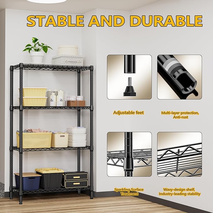 M MZG 1000 lbs 4 Tier Shelf Metal Storage Shelves Shelving Wire Rack Heavy Duty - Image 7