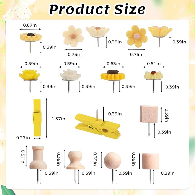 78 Pieces Push Pins Set Cute Thumb Tacks Decorative Flower Push Pins - Image 2