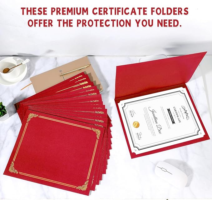 gisgfim 15Pcs Certificate Holders Diploma Covers Single Sided Gold Foil Border - Image 5