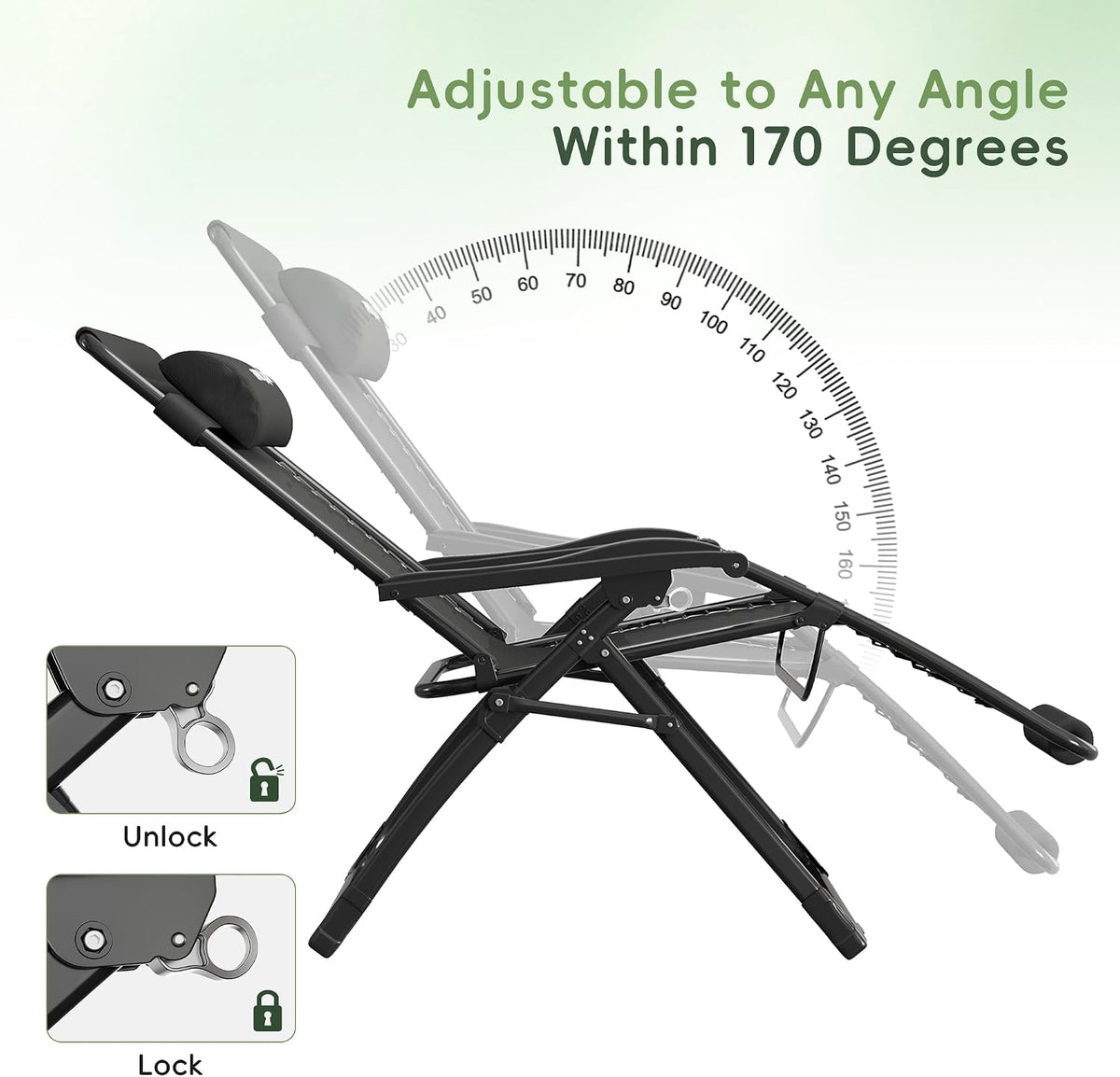 Oversized Zero Gravity Chair Folding Reclining Padded Patio Lounge Chairs