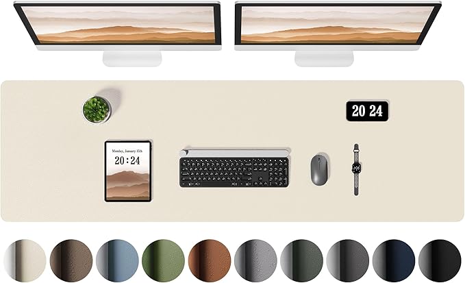Aothia Leather Desk Pad Protector, Office Desk Mat, Large Mouse Pad, Laptop by AothiaSimpleNaturalUnique