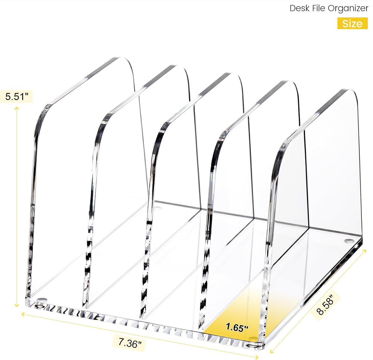 YUXUN Acrylic Desk File Organizer, 4-Section Upright Magazine Holder