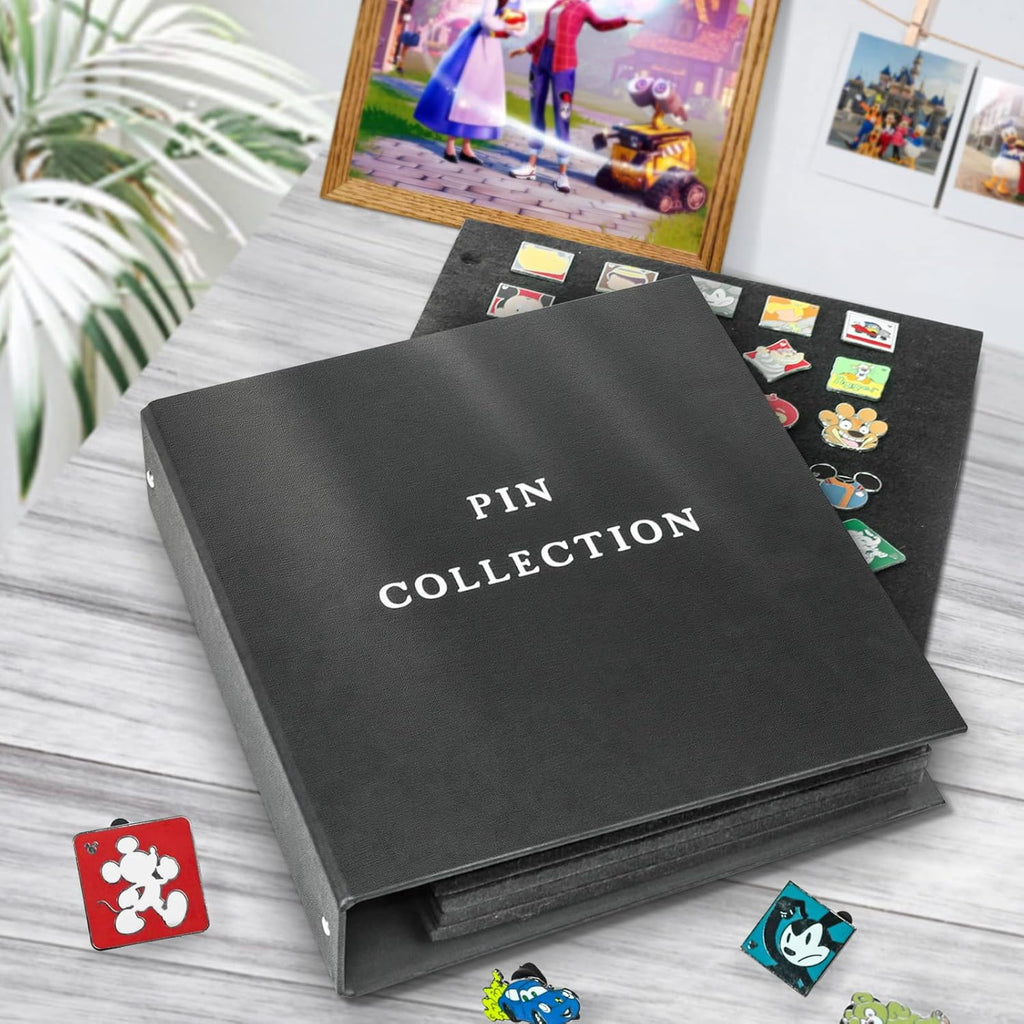 tutata Pin Display Binder, Felt Pin Boards, 280 Pins Capacity, Black | No Scratching, Large Capacity, Double-sided storage