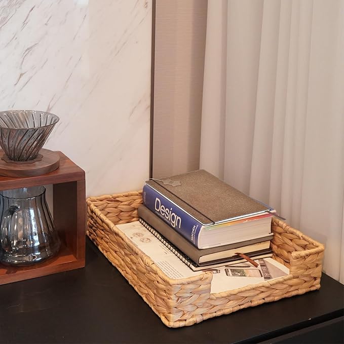 Set of 2 Water Hyacinth Letter Tray - Image 4