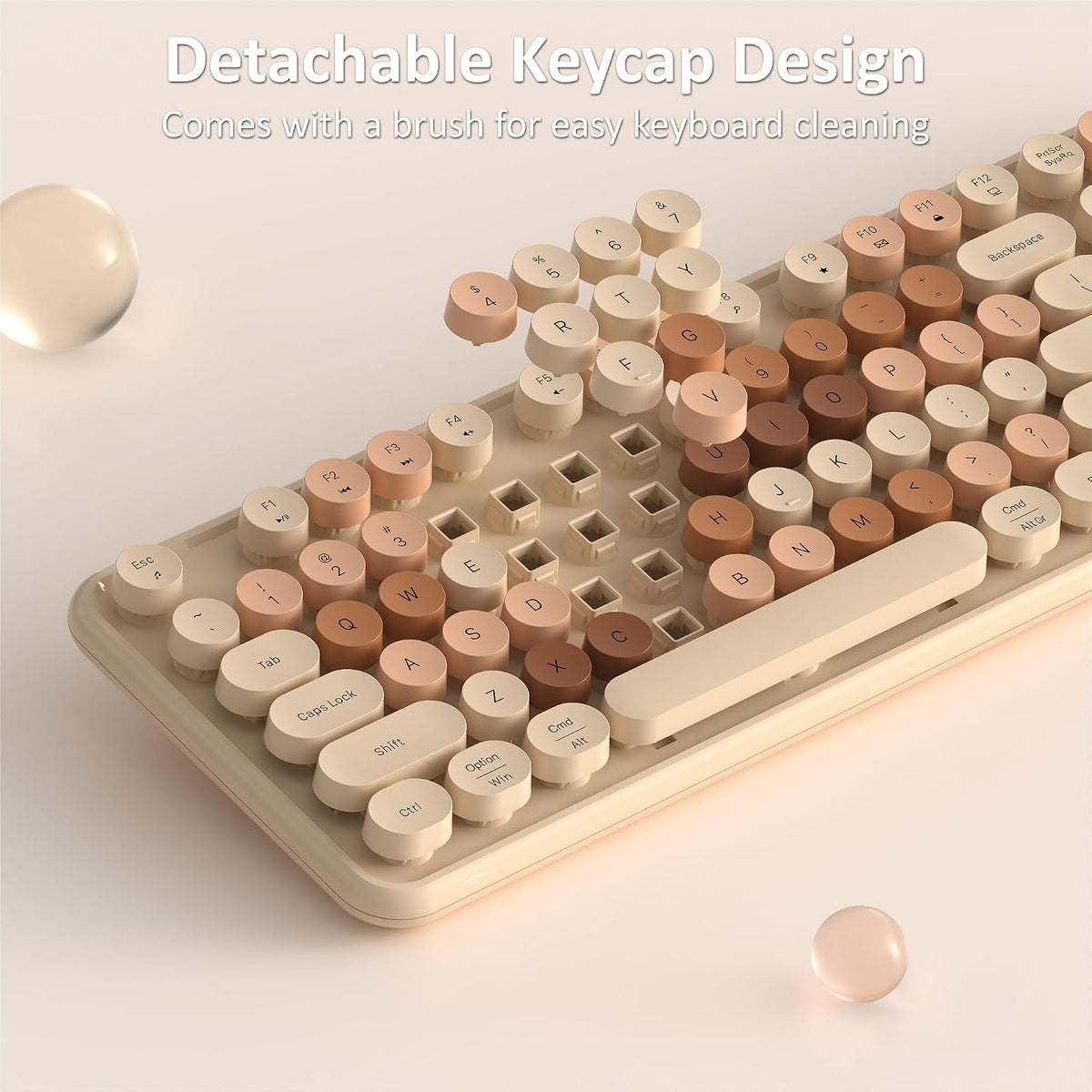 Links9+ Colorful Wireless Keyboard and Mouse Combo (Milky Tea Colorful)