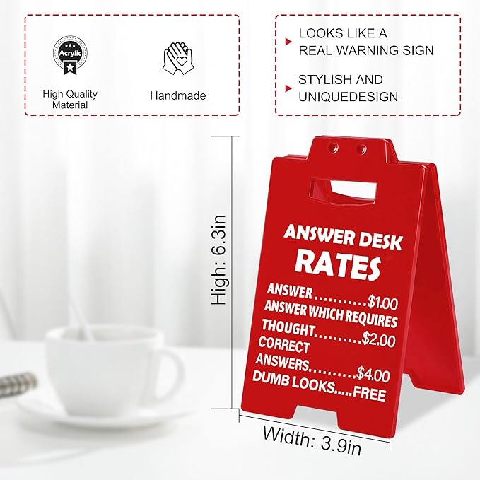 Funny Office Gag Gifts for Coworker Answer Desk Rates Desk Sign for Women Men - Image 2