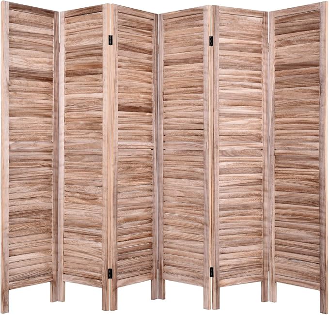 Giantex 6 Panel Wood Room Divider, 5.6 Ft Tall Folding Freestanding Partition by Giantex