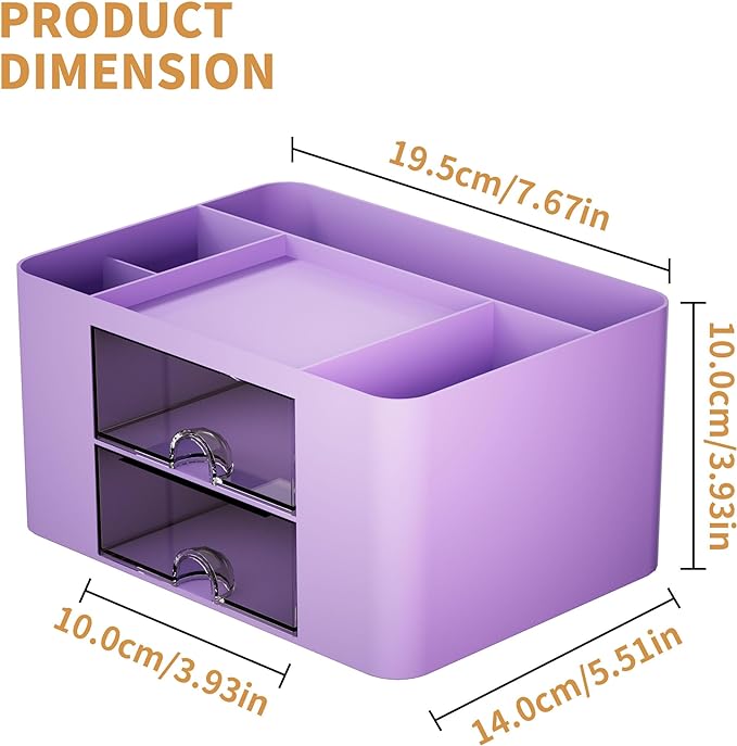 Marbrasse Pen Organizer with 2 Drawer, Desk Organizers and Accessories with 5 - Image 4