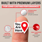 50pcs You are Here Bright Red Die Cut Vinyl Stickers 0.5 Inch | 0.5 Inch Small Map Pointer Stickers for Travel & Directories - Bright Red Die Cut Vinyl