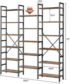 SUPERJARE Triple 6 Tier Bookshelf, Bookcase - Image 3