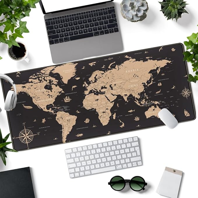 World Map Desk Mat Historical World Map Desk Pad Extra Large Computer Mouse Pad - Image 2