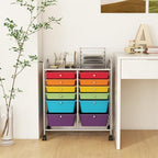 LDAILY 12 Drawer Rolling Storage Cart, Craft Cart Organizer on Wheels w/Metal - Image 8