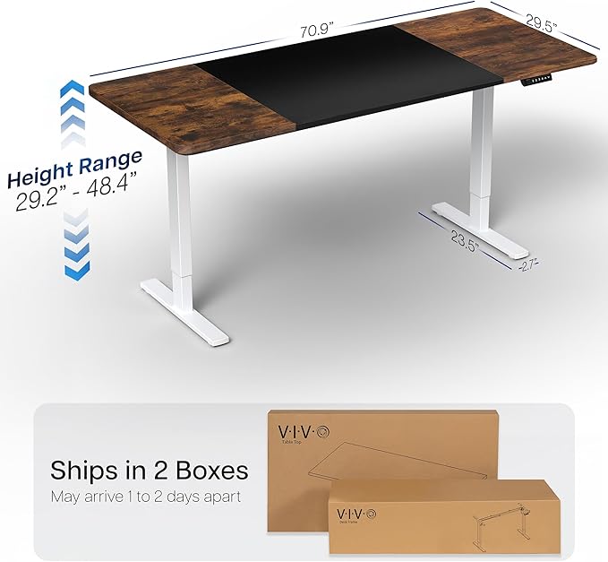 VIVO Electric 71 x 30 in Rustic Standing Desk, Memory Height Adjustment - Image 4