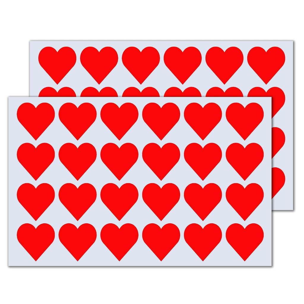 1200 Pack, 1" Red Heart Stickers Labels - 50 Sheets