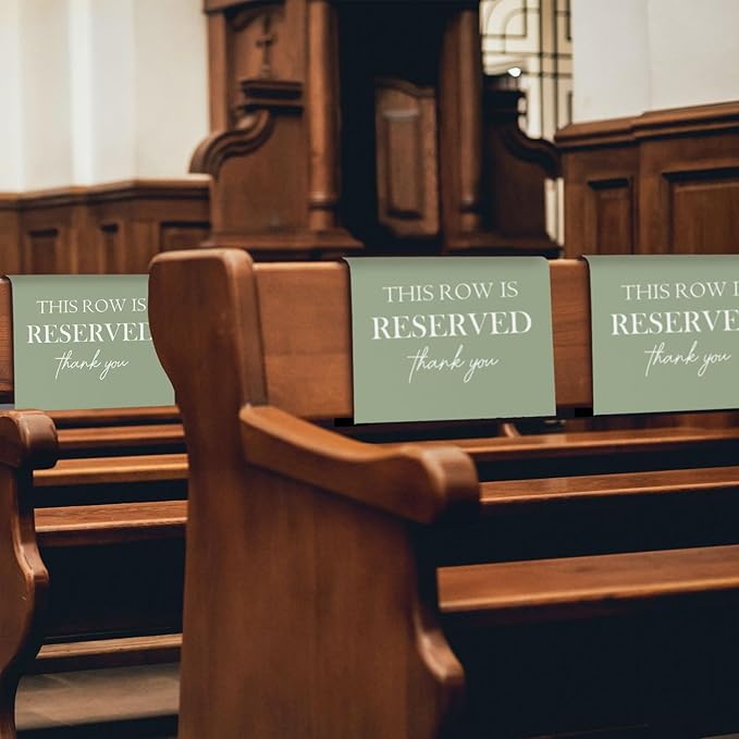 ChissNook Reserved Seating Chair Signs, This Row Is Reserved Pew Cloths Seating - Image 3