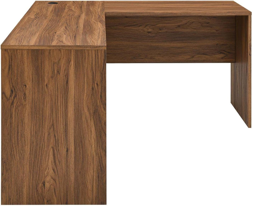 Modway Envision Mid-Century Modern, Desk and File Cabinet Set, Walnut White