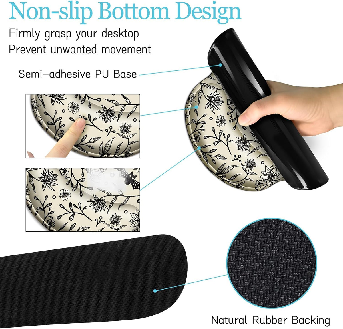 LIMKRIAN Goth Bat Ergonomic Mouse Pad Set, Large Desk Mat for Desktop