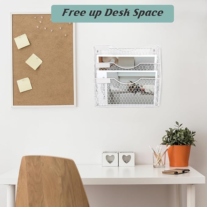 EASEPRES Mail Organizer Wall Mount Hanging File Holder Storage, Metal Chicken - Image 4