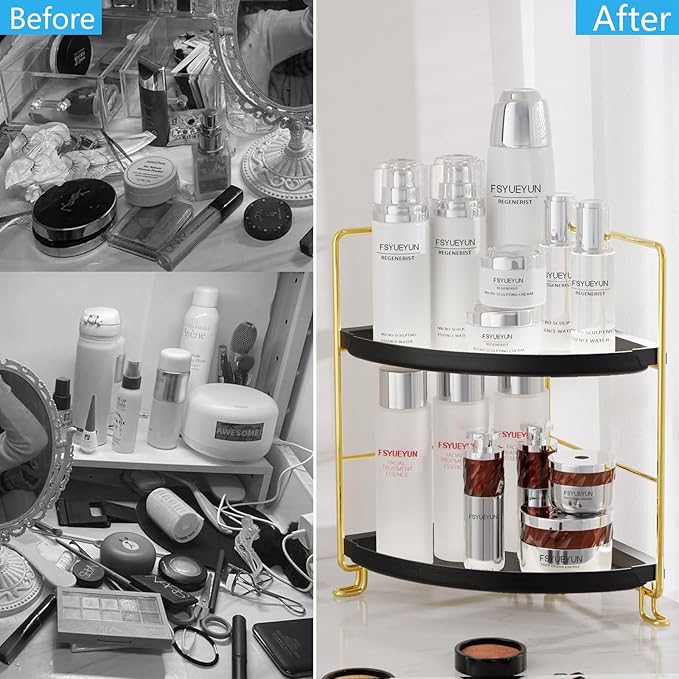 FSyueyun 2-Tier Corner Bathroom Counter Organizer, Tool-Less Installation - Image 5
