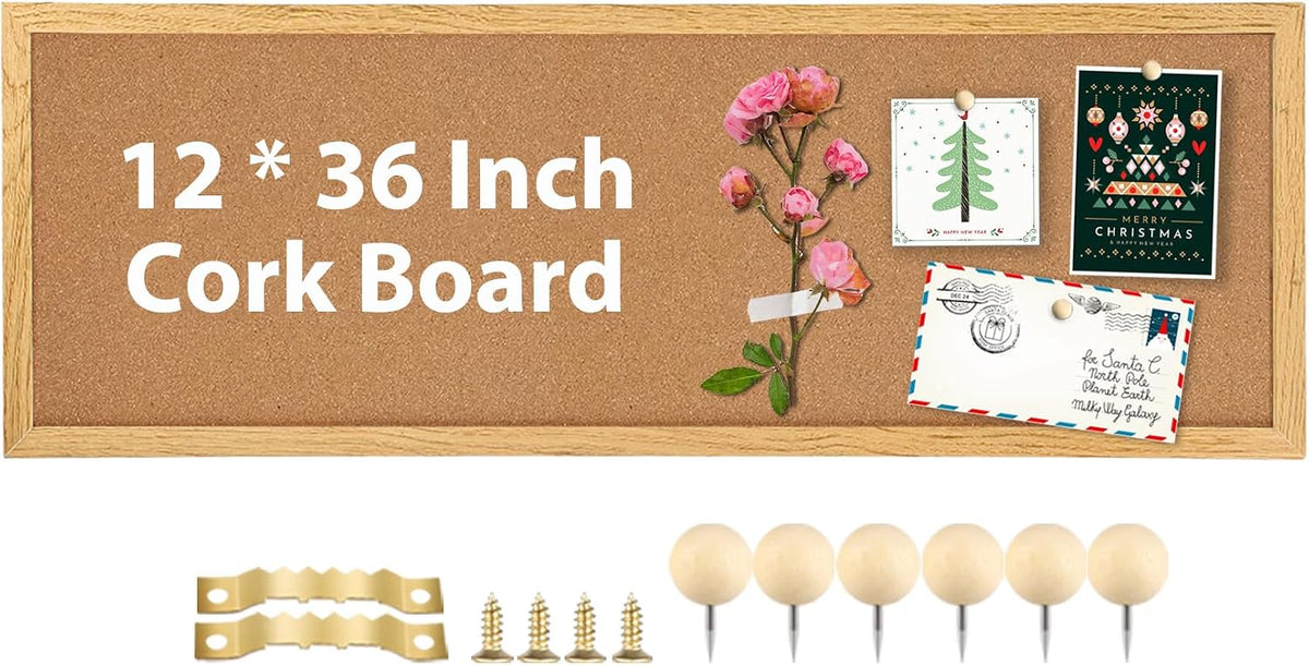 Cork Board Bulletin Board,Large Corkboard for Walls,11.8" x 35.4",B...