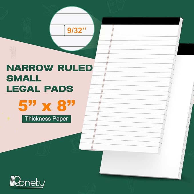 Roneky 12 Pack Note Pads 5x8, Small Legal Pads 5x8 White Writing Paper - Image 2