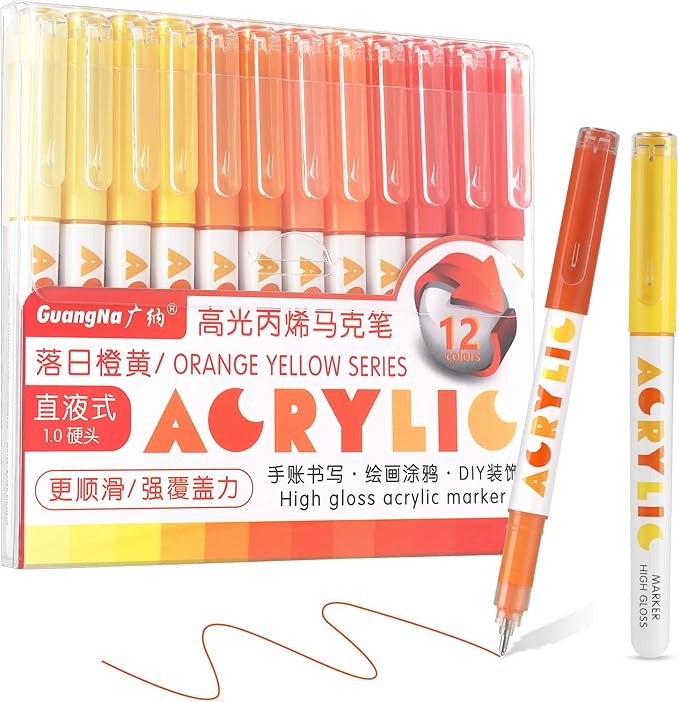 kander Acrylic Gel Pens, 12 Colors Highlighter Acrylic Gel Ink Pens by Yourcreativeassistant