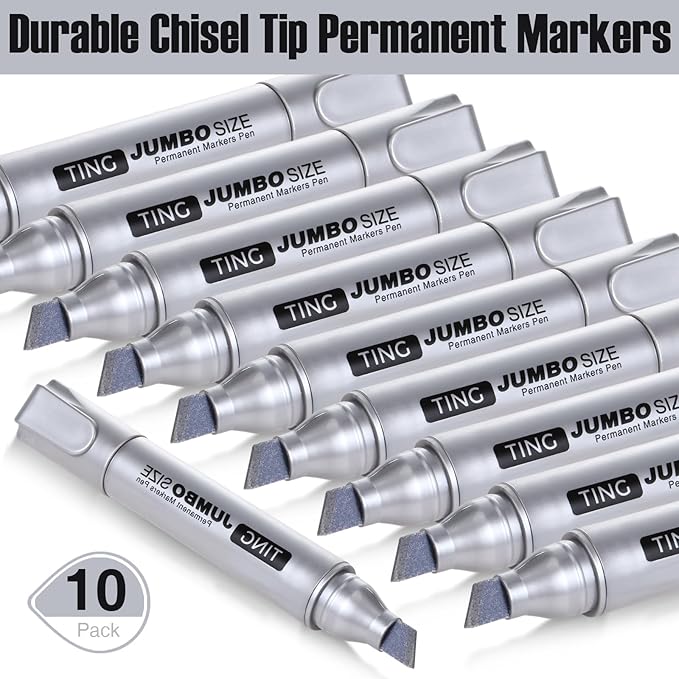 Fuutreo 10 Pack Jumbo Permanent Markers Bulk Large Chisel Tip Permanent Markers - Image 4
