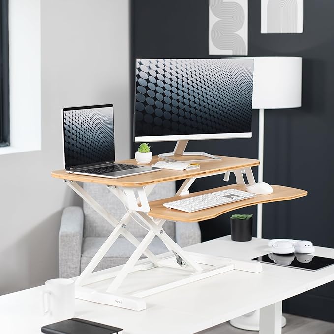VIVO 32 inch Desk Converter, K Series, Height Adjustable Sit to Stand Riser - Image 2